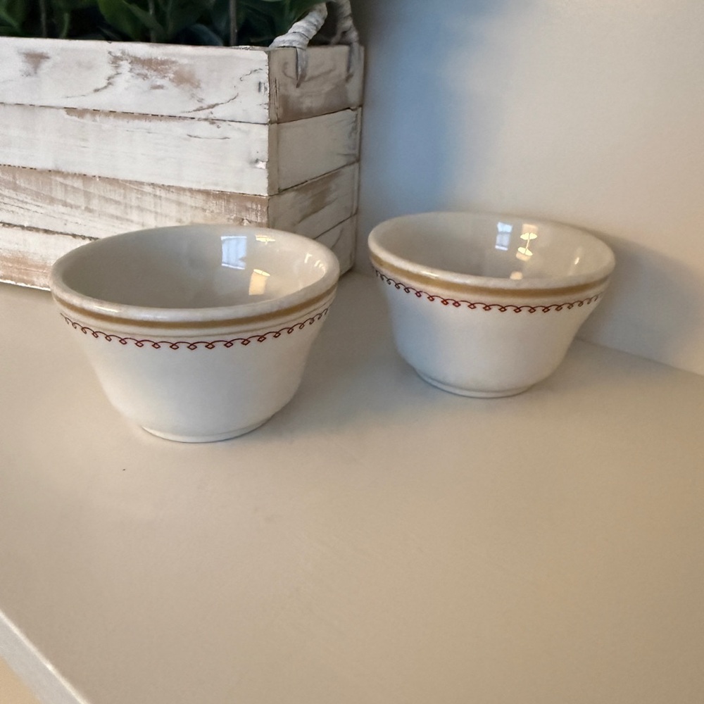 Sterling Vitrified China-East Liverpool Ohio USA Bowls 4” Vintage MCM Set of 2